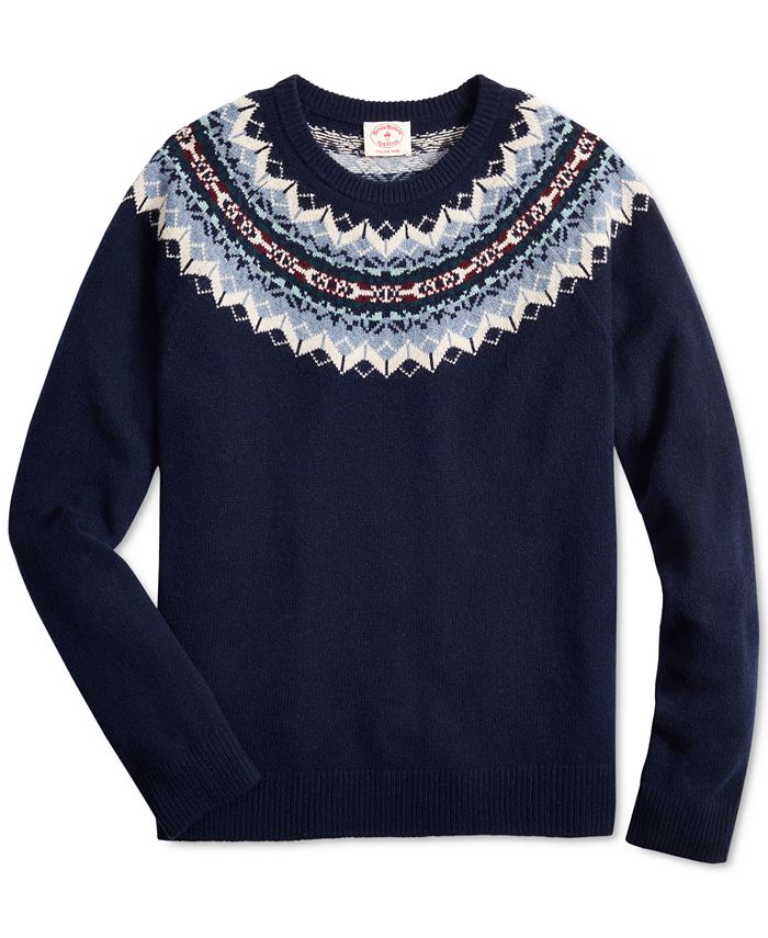 Brooks Brothers Men's Red Fleece Fair Isle Sweater & Reviews - Sweaters ...