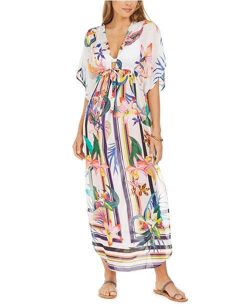 Trina Turk Treasure Cove Printed Maxi Caftan Cover Up Reviews