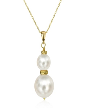 image of White Cultured Pearl (16 mm) Pendant Necklace in 14k Yellow Gold