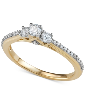 image of Diamond Three-Stone Engagement Ring (3/8 ct. t.w.) in 14k Gold