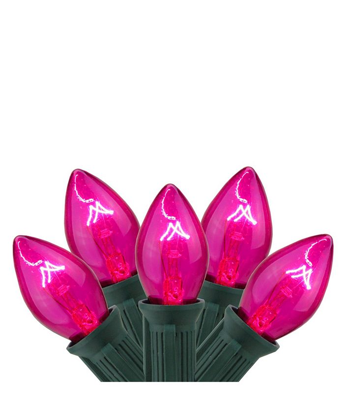 Northlight Set of 25 Transparent Pink C7 Christmas Lights 12" Spacing