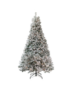 Northlight 7.5' Pre-lit Heavily Flocked Medium Pine Artificial Christmas Tree In Green