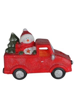 Northlight Pre-Lit Led Snowman on The Back of a Truck with a Christmas Tree Table Top Decoration