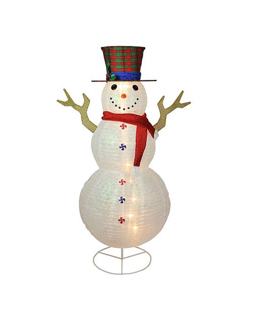 Northlight 72 Pre Lit Glitter Snowman With Plaid Top Hat Outdoor