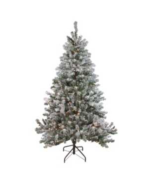 Northlight 6' Pre-lit Flocked Balsam Pine Artificial Christmas Tree In Green