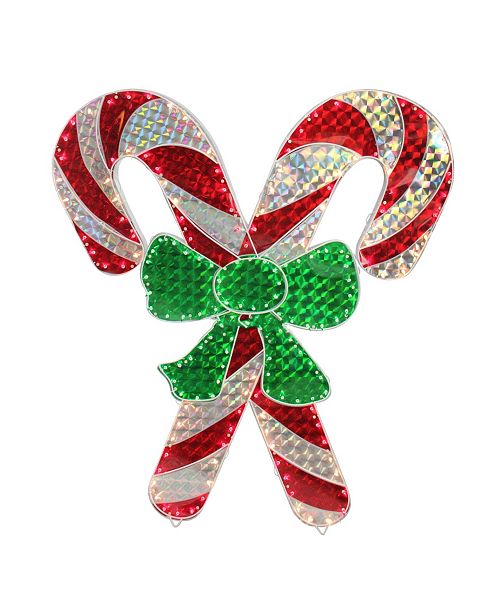 Northlight 48 Holographic Lighted Double Candy Cane Outdoor