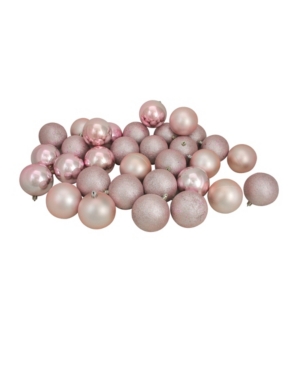 Northlight 32ct Blush Pink Shatterproof 4-finish Christmas Ball Ornaments 3.25" 80mm