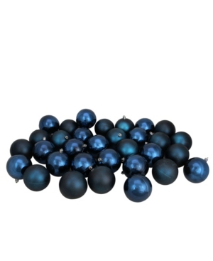 Northlight 32ct Sapphire Blue Shatterproof Shiny And Matte Christmas Ball Ornaments 3.25" 80mm In Blue