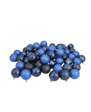 Northlight 60ct Sapphire Blue Shatterproof 4-Finish Christmas Ball Ornaments 25