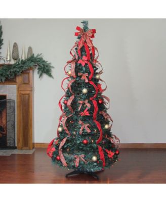 Northlight 6' Pre-Lit Gold and Red Plaid Decorated Pop-Up Artificial Christmas Tree - Multi Lights