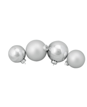 Northlight 72ct Silver Shiny And Matte Christmas Glass Ball Ornaments 3.25-4"