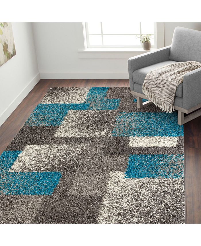 Main Street Rugs Bahia Shag Bas2929 Blue/Gray 5'3" x 7'3" Area Rug Macy's
