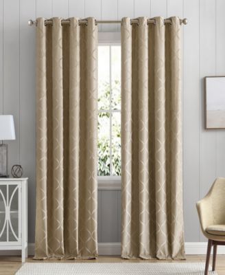 Versailles Lattice Flocked 100 Complete Blackout Thermal Insulated Window Curtain Grommet Panels Energy Savings Soundproof For Living Room Bedr