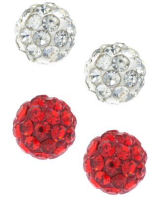 Macy's - 2-Pc. Set Blue & Dark Blue Crystal Ball Stud Earrings in Sterling Silver (Also in White & Red Crystal)