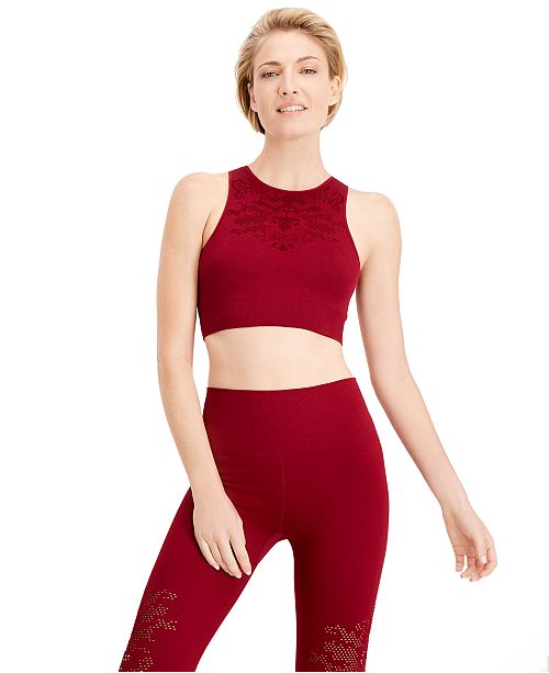 Seamless Perforated Mid Impact Sports Bra Created For Macy S