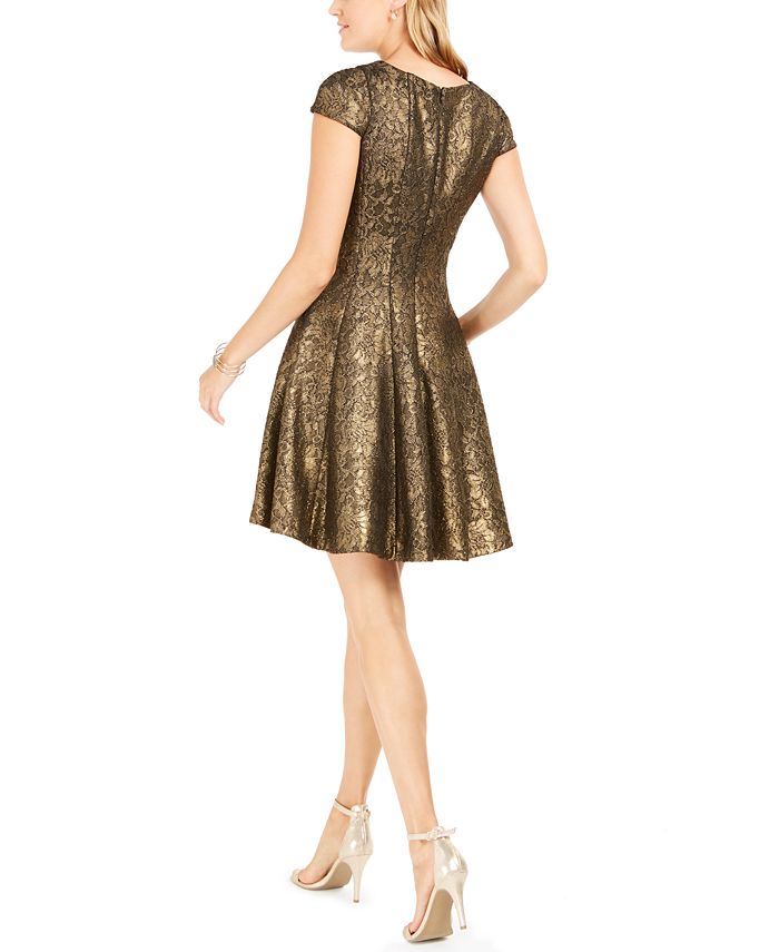 julia jordan Metallic Lace Fit & Flare Dress - Macy's