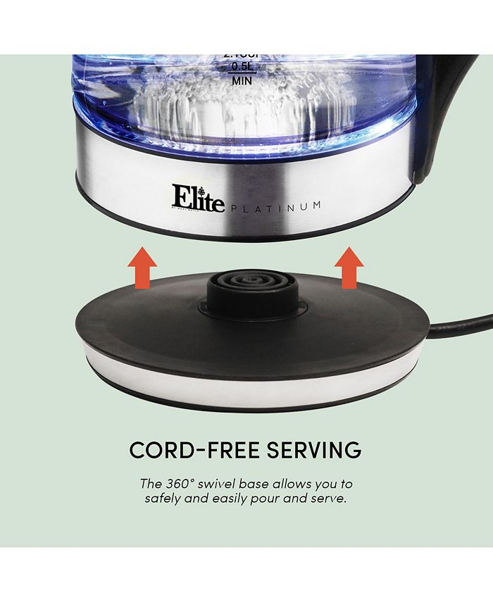 Elite Platinum 1.7L Cordless Glass Kettle Macy's