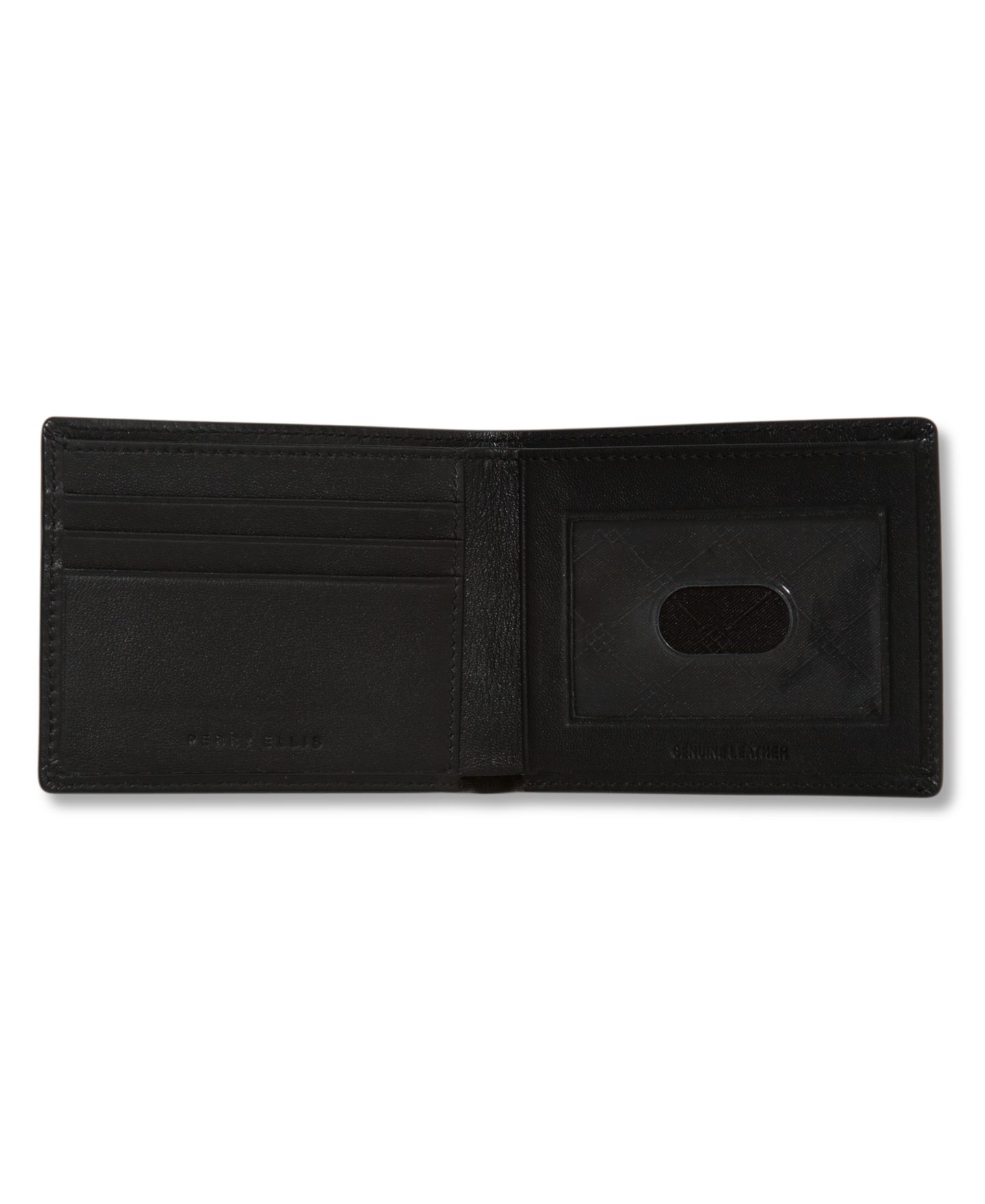 Мужской кошелёк Perry Ellis Portfolio Leather Super Slimfold Wallet, цвет: Чёрный — фото 2