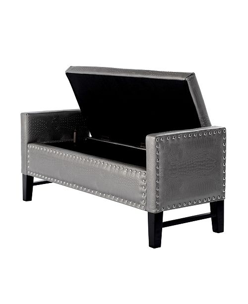 INSPIRED HOME Columbus Button Tufted Storage Bench with Nailhead Trim & Reviews - Furniture - Macy&#39;s