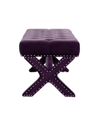 Louis Tufted Nailhead Bench with X-Legs