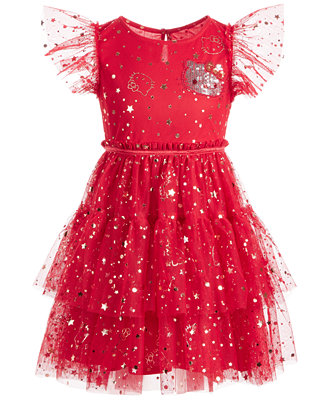 Hello Kitty Toddler Girls Embellished Tiered Mesh Dress - Macy's