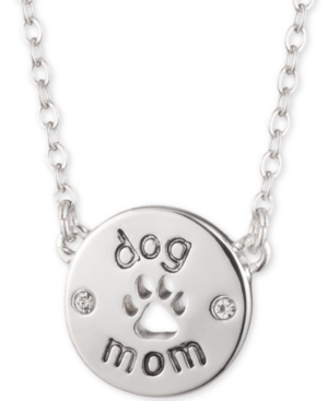 image of Pet Friends Jewelry Silver-Tone Dog Mom Pendant Necklace, 16