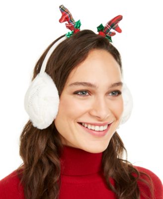 Charter Club - Cable Knit Reindeer Earmuffs