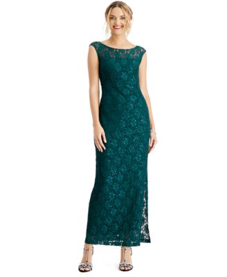 Connected - Sequined Lace Slit Gown