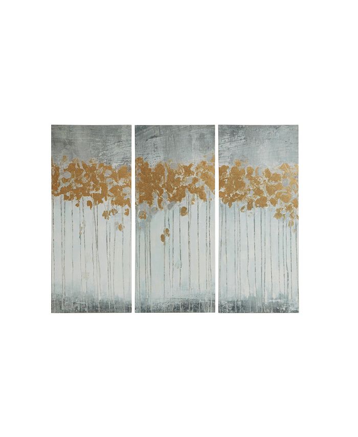 Madison Park - Evening Forest Gray 3-Pc. Gel/Foil-Embellished Canvas Print Set