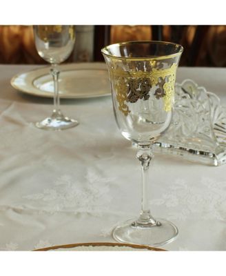 Embellished 24K Gold Crystal Flute Goblets, Set of 4