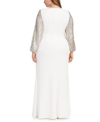 Adrianna Papell Plus Size Sequin-Sleeve Gown