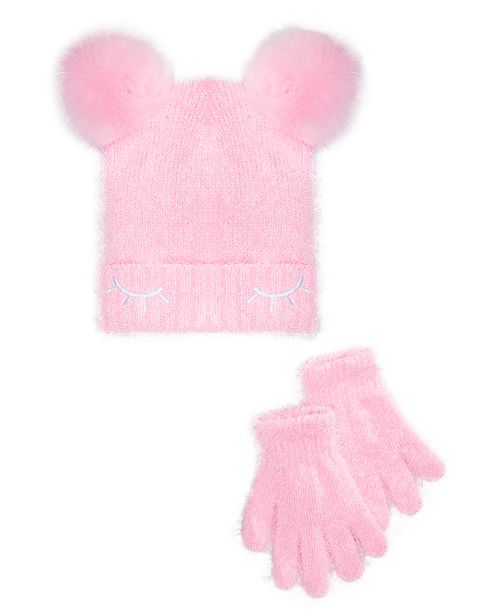 Abg Big Girls 2 Pc Faux Fur Poms Hat Gloves Set Reviews All Kids Accessories Kids Macy S