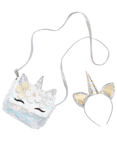 On The Verge Little Big Girls 2 Pc Unicorn Headband Bag Set