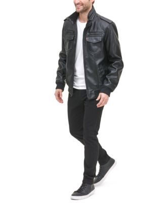 Men's Sherpa Lined Faux Leather Aviator Bomber