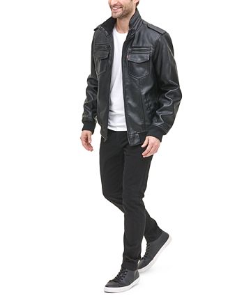 Levi’s Men’s Full Fleece Lining Faux Leather Jacket, Black, Large
