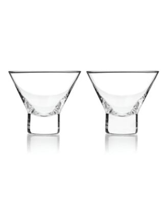 Vintage Stemless Martini Glasses set of 2 heavy base 4 1/8” EUC high flare  sides