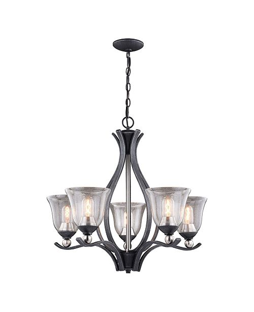 Vaxcel Seville Nickel With Clear Seeded Glass 5 Light Chandelier Reviews Home Macy S