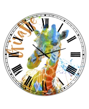 Designart Colorful Safari Animals D Large Cottage Wall Clock - 36