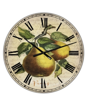 Designart Pear Old Style Sketch Ii Large Cottage Wall Clock - 36