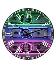 Founding Fathers Neon Dollar Oversized Modern Wall Clock - 38" x 38" x 1"