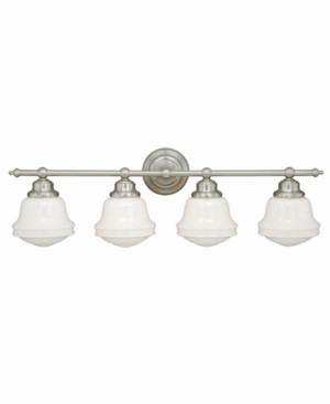 Vaxcel Huntley 4 Light Farmhouse Bathroom Vanity Wall Light Schoolhouse Glass