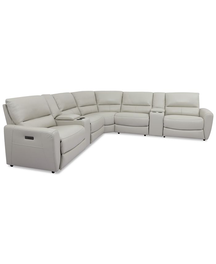 7 Pc Leather Sectional Sofa With, White Leather Sectional Sofa With Recliner