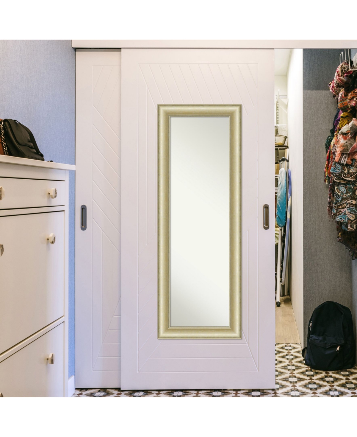 Amanti Art Textured Lighttone on The Door Length Mirror, 19