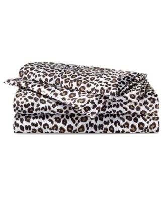 Betsey Johnson Betseys Leopard Satin Sheet Set, Queen - Macy's