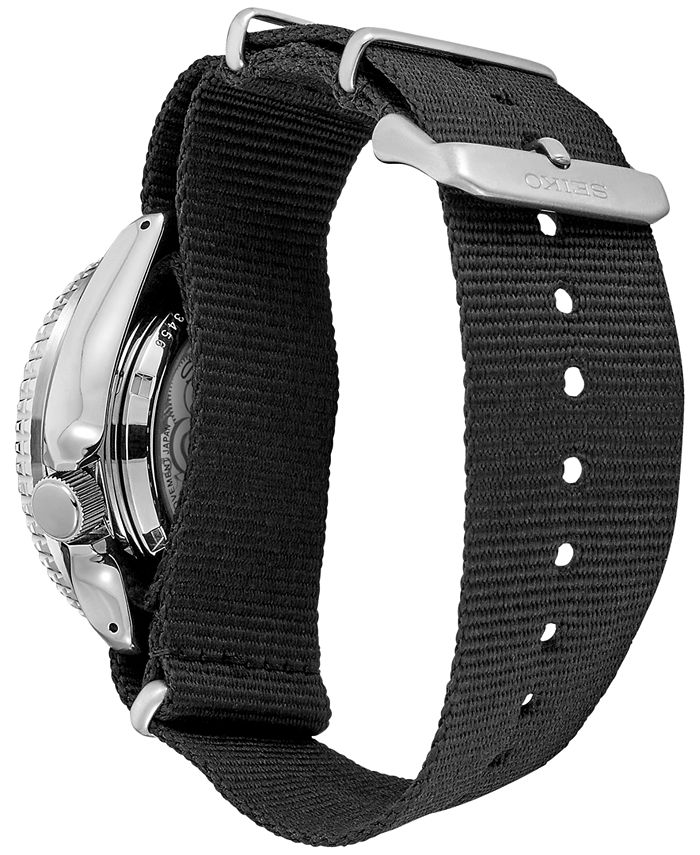 Seiko - Men's Automatic 5 Sports Black Nylon Strap Watch 42.5mm