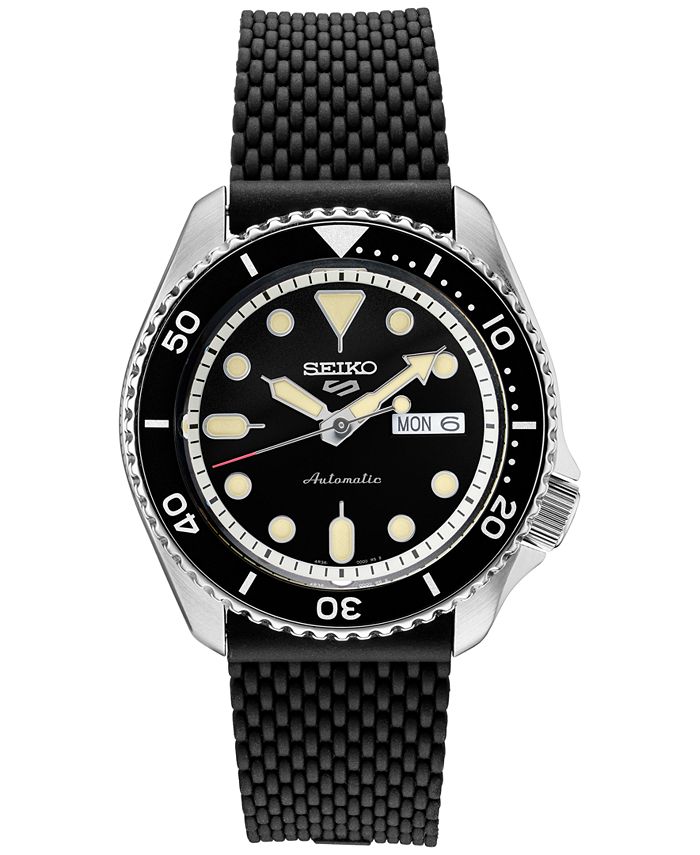 Seiko Men's Automatic Sport Black Silicone Mesh Strap Watch  &  Reviews - All Watches - Jewelry & Watches - Macy's