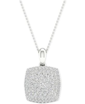 square diamond cluster necklace