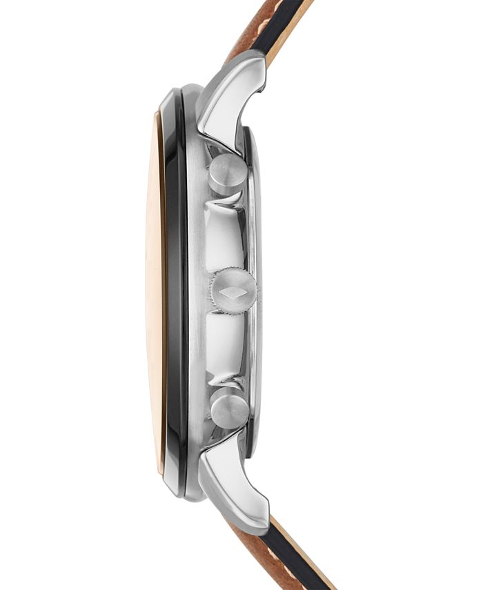 Fossil Men's Neutra Chronograph Brown Leather Strap Watch 44mm Macy's