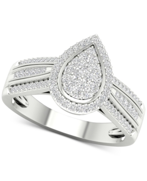 image of Diamond Teardrop Cluster Statement Ring (1/2 ct. t.w.) in Sterling Silver