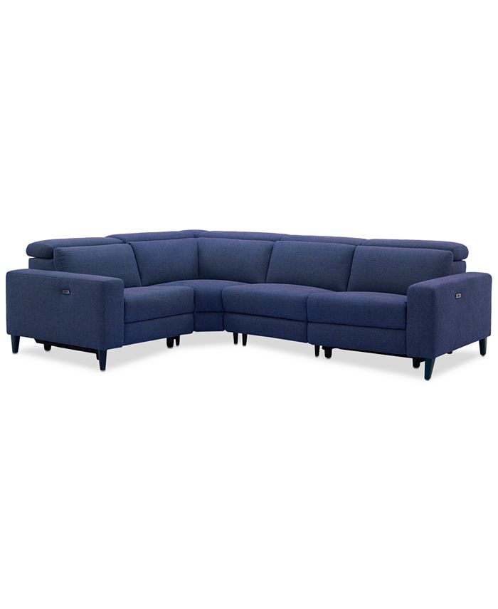 Furniture - Sleannah 4-Pc. Fabric "L" Shape Sectional with 2 Power Recliners